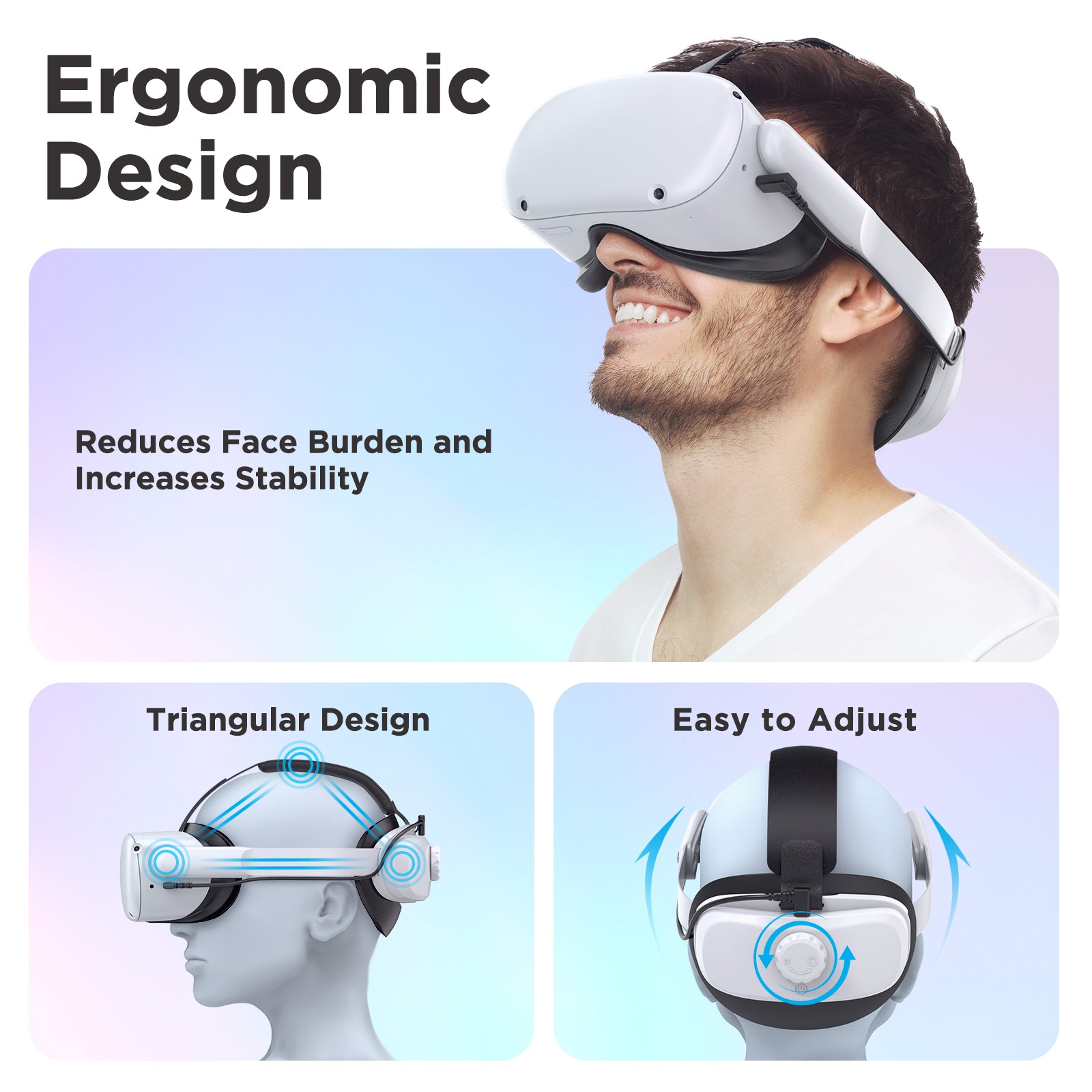 Adjustable 5000mAh Battery Head Strap YOGES Q8 Headstrap Compatible with Oculus Quest 2