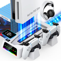 YOGES PS5 &  PS5 Slim Stand and Cooling Station with Temperature Sensor, 2H Fast PS5 Controller Charger