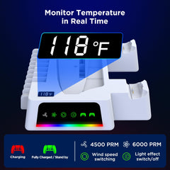 YOGES PS5 &  PS5 Slim Stand and Cooling Station with Temperature Sensor, 2H Fast PS5 Controller Charger