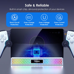 YOGES Charging Dock for PlayStation Portal, 3 in 1 Charging Stand for PS5 Portal with 14 RGB Light