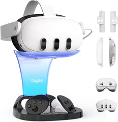 YOGES VR Charging Dock for Meta Quest 3 & Quest 3S, Fast Charging Station for Headset Controllers