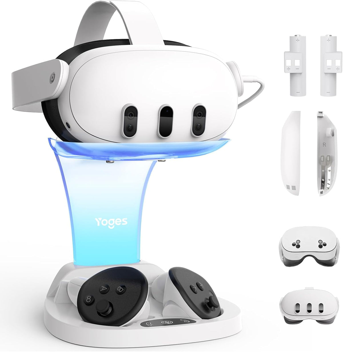 YOGES VR Charging Dock for Meta Quest 3 & Quest 3S, Fast Charging Station for Headset Controllers