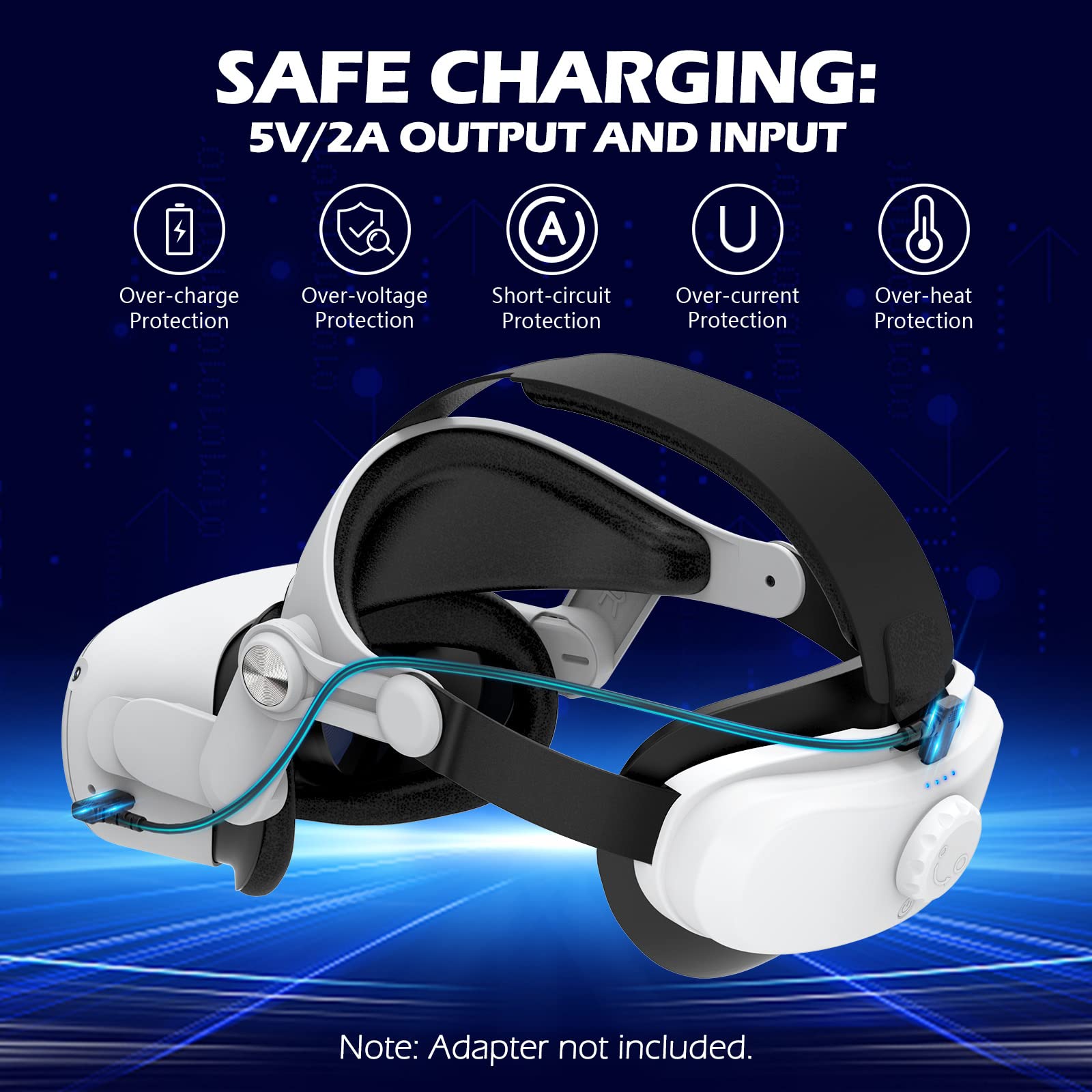 Head Strap with Battery YOGES Q2 5000mAh Rechargeable Head Strap for Oculus Quest 2